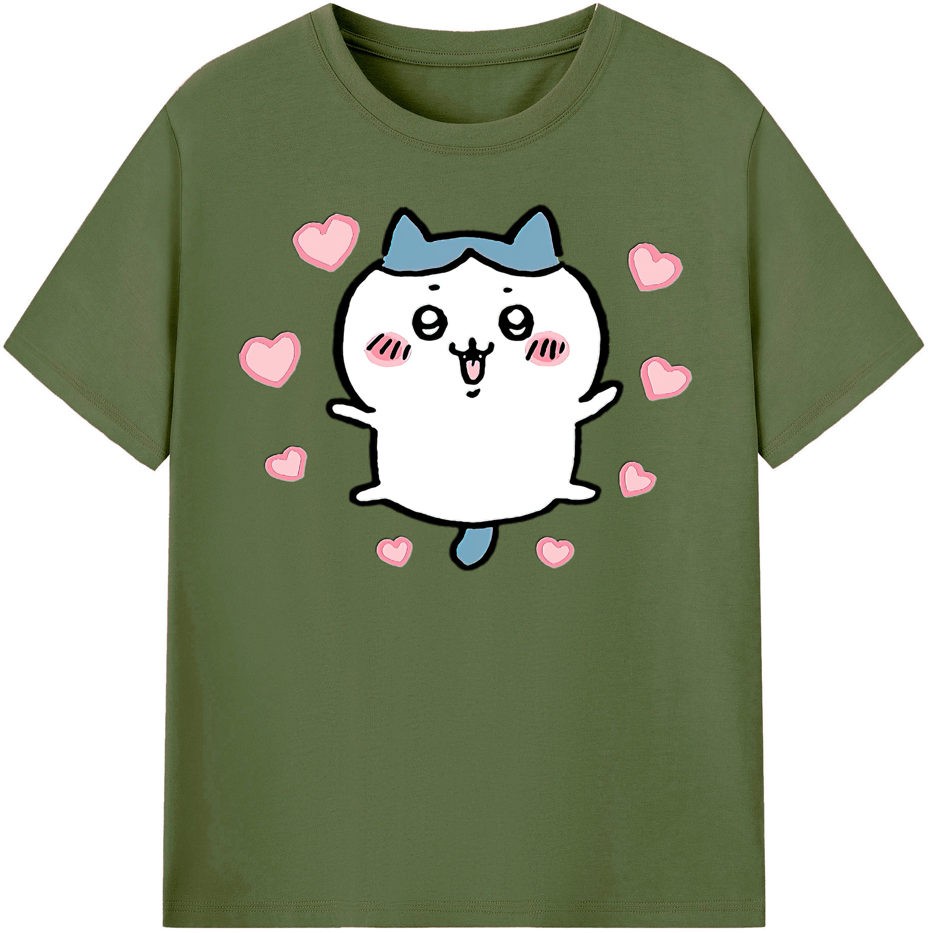 （画像用） ちいかわ ハチワレ Chii-kawa hachiware 綿100％半袖Tシャツ（フロントプリント）